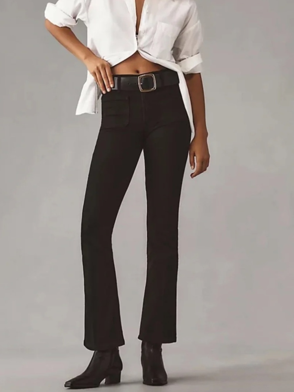 Mother Hustler Patch Pocket Ankle Fray Jeans Not Guilty Black Women's Size 24